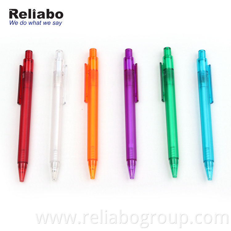Reliabo Transparent Body Shape Customized Logo Plastic Ballpoint Pen Cheap Price Promotion Ball Pen